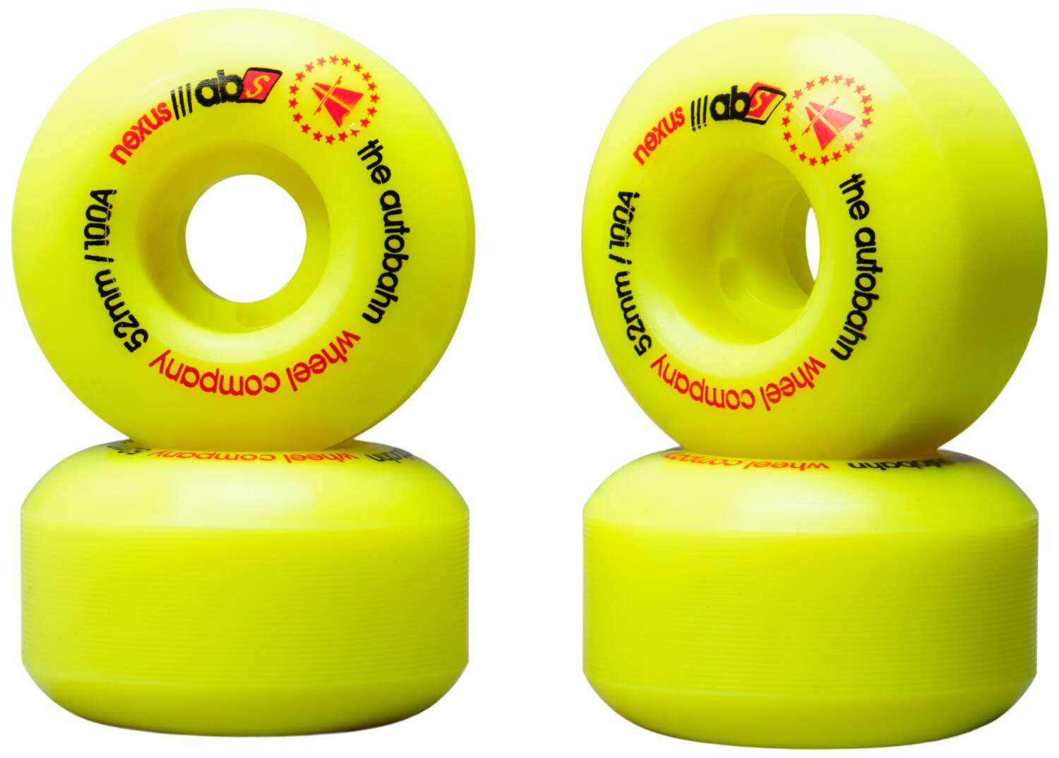 Autobahn Nexus 100A Skateboard Hjul 4-Pak - Yellow-ScootWorld.dk