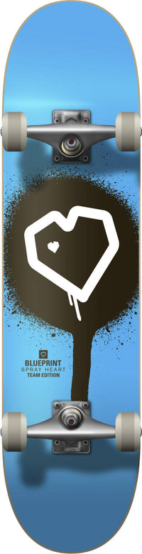 Blueprint Spray Heart V2 Complete Skateboard - Blue/Black/White