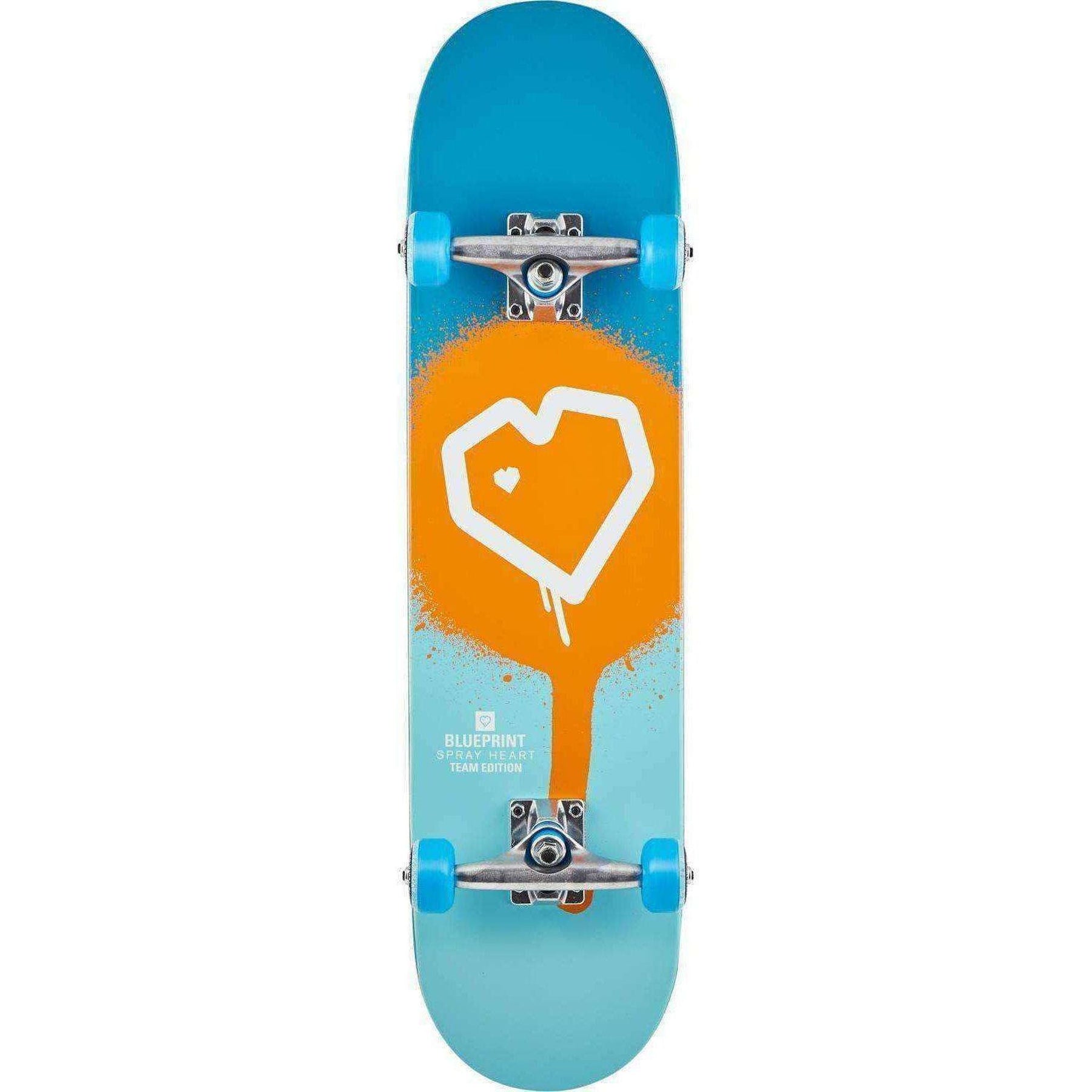 Blueprint Spray Heart Komplet Skateboard - Blue/Orange-ScootWorld.dk