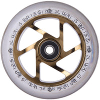 Striker Lux Spoked Clear PU 110mm Hjul til Løbehjul - Clear/Gold Chrome-ScootWorld.dk