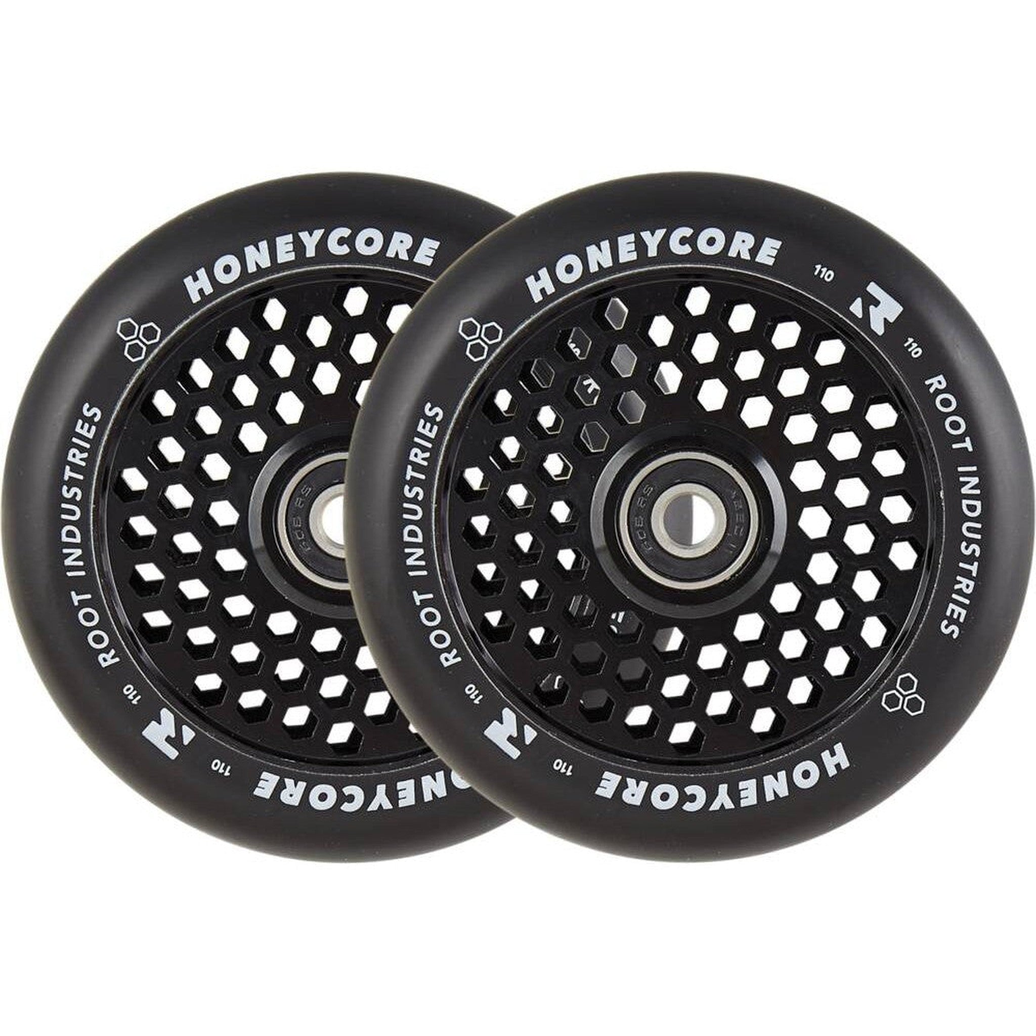 Root Honeycore 110mm Hjul Til Løbehjul 2-pak - Black-ScootWorld.dk