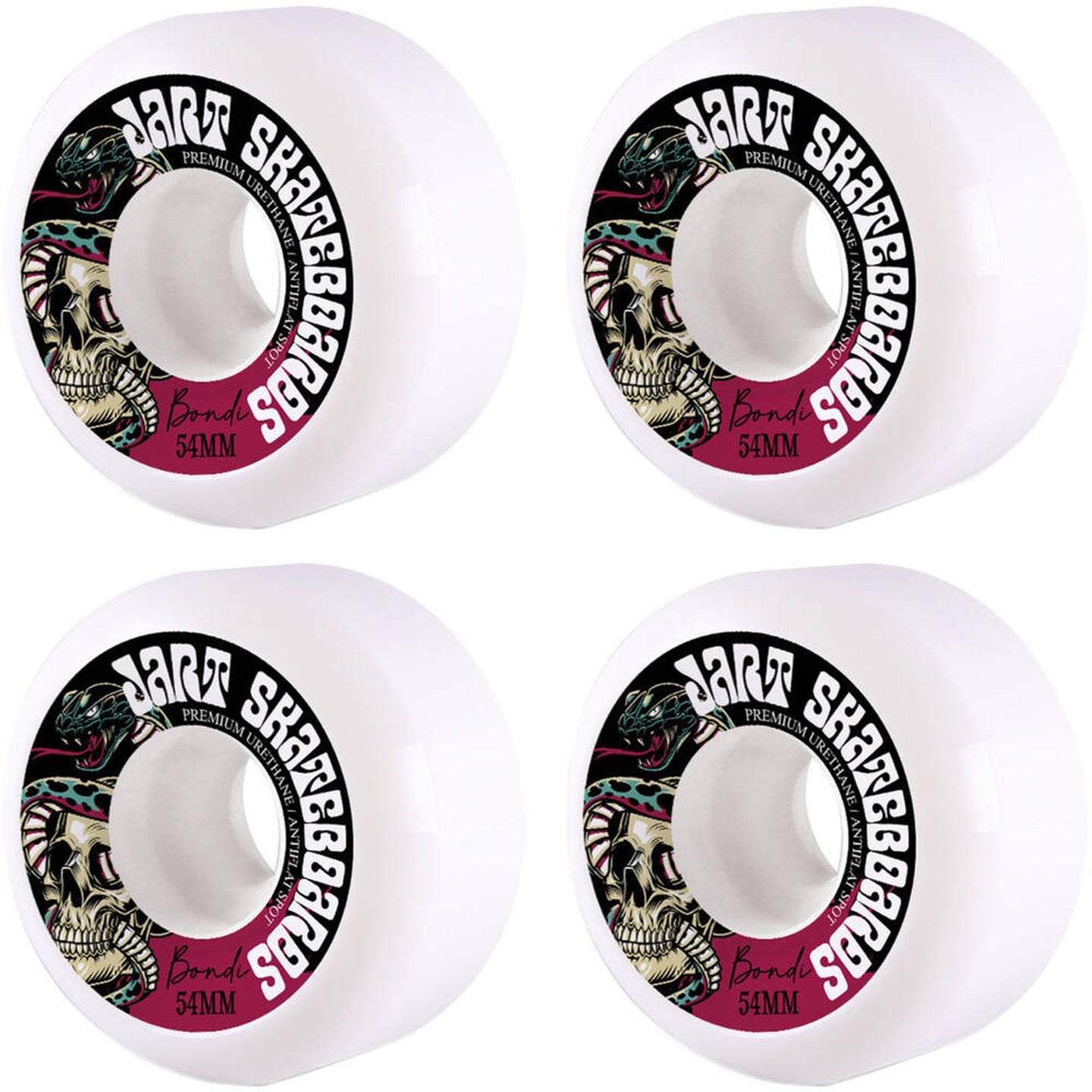 Jart Bondi 83B Skateboard Hjul 4-Pak - White/Black/Red-ScootWorld.dk