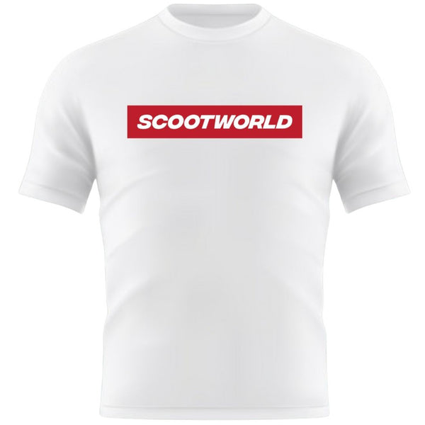 ScootWorld Box Logo Tshirt - White/Red-ScootWorld.dk