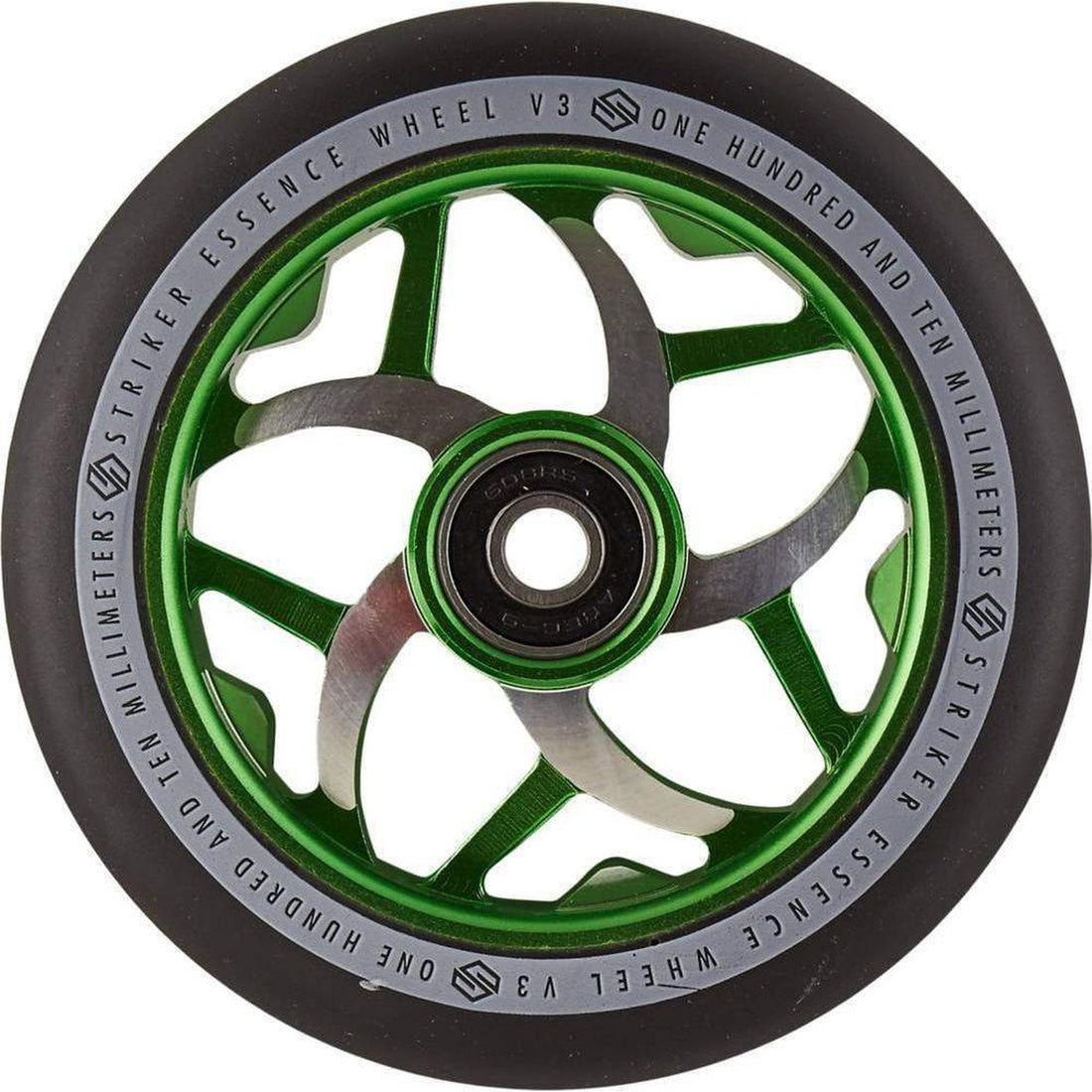 Striker Essence V3 Sort PU 110mm Hjul Til Løbehjul - Green-ScootWorld.dk